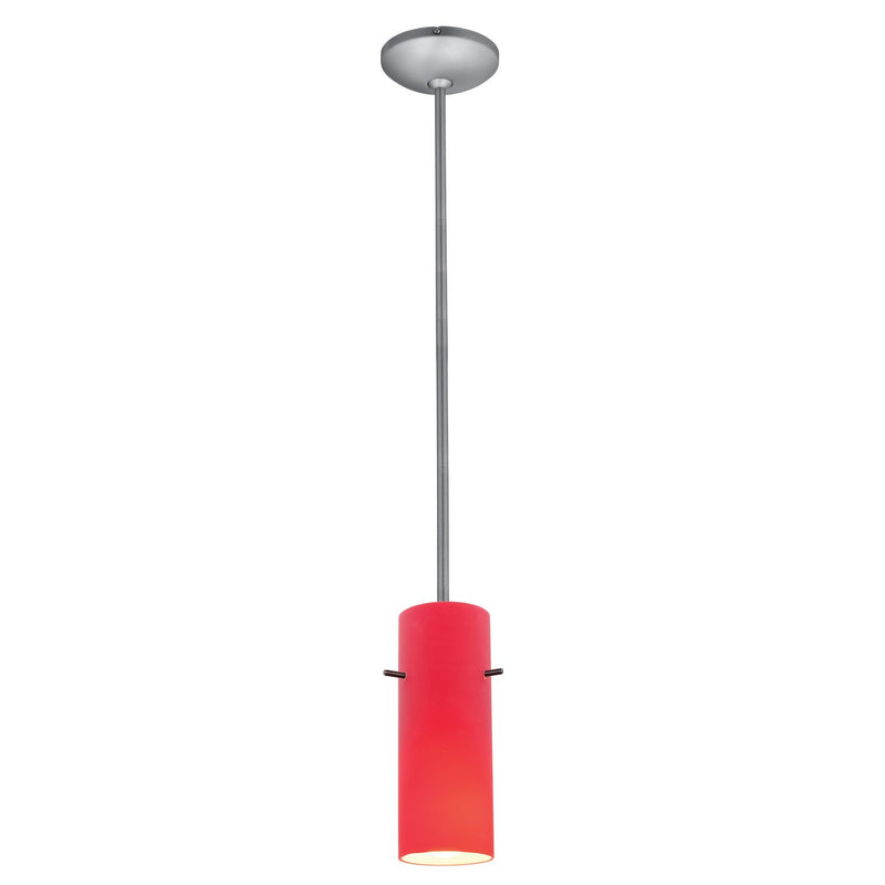 Cylinder Stem Mini Pendant in Brushed Steel
