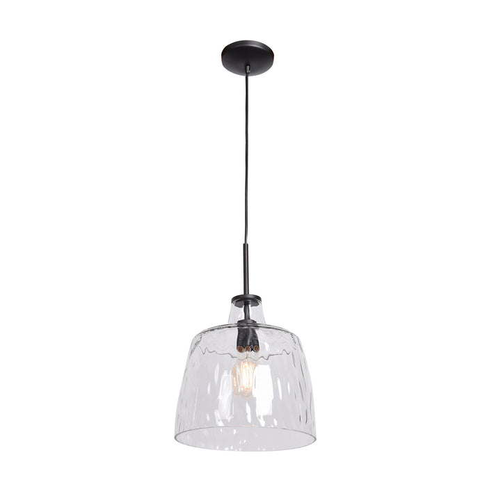 Simplicite Wavy Glass Pendant in Black Finish