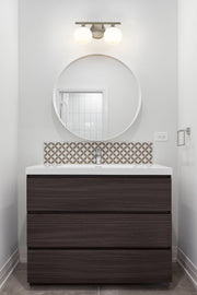 Neoma 2 Light 13.5" Vanity in Brushed Nickel in a room setting