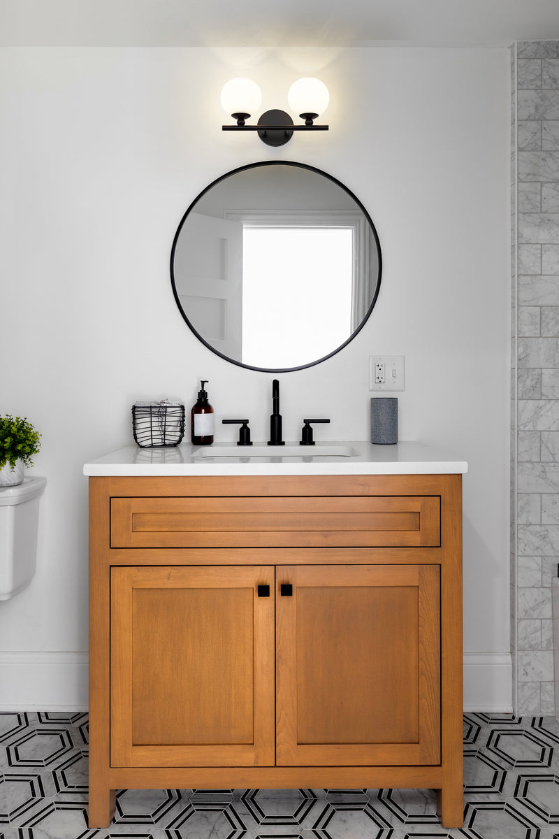 Neoma 2 Light 13.5" Vanity in Matte Black in a room setting