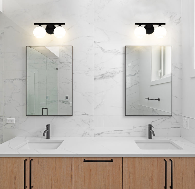 Neoma 2 Light 13.5" Vanity in Matte Black in a room setting