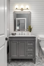 Neoma 3 Light 21.75" Vanity in Brushed Nickel in a room setting
