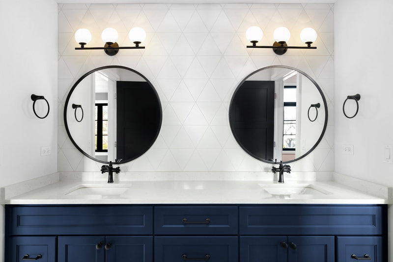 Neoma 3 Light 21.75" Vanity in Matte Black in a room setting