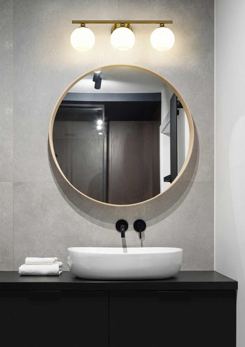 Neoma 3 Light 21.75" Vanity in Modern Gold in a room setting