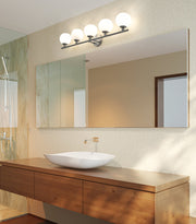 Neoma 5 Light 38.25" Vanity in Brushed Nickel in a room setting
