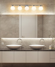Neoma 5 Light 38.25" Vanity in Chrome in a room setting