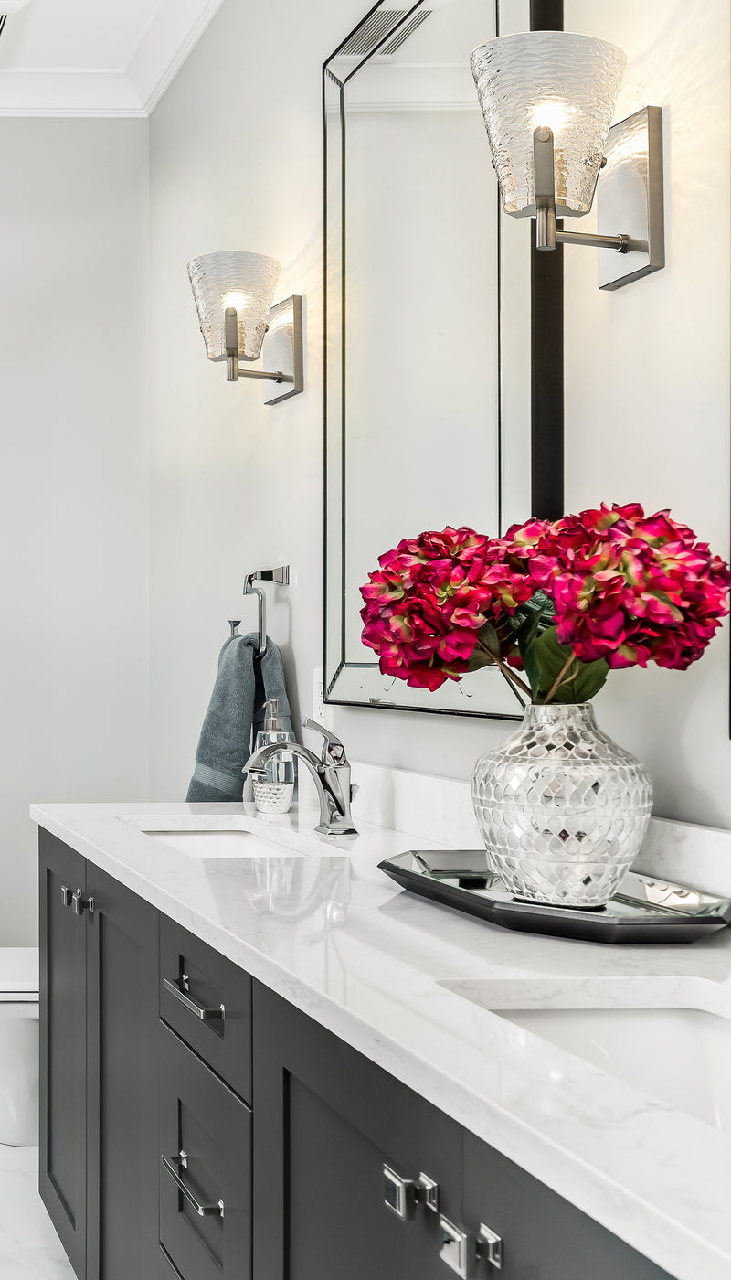 Analia 1 Light 6.5" Wall Sconce in Brushed Nickel in a room setting