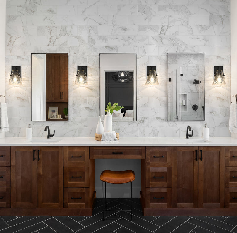 Analia 1 Light 6.5" Wall Sconce in Matte Black in a room setting