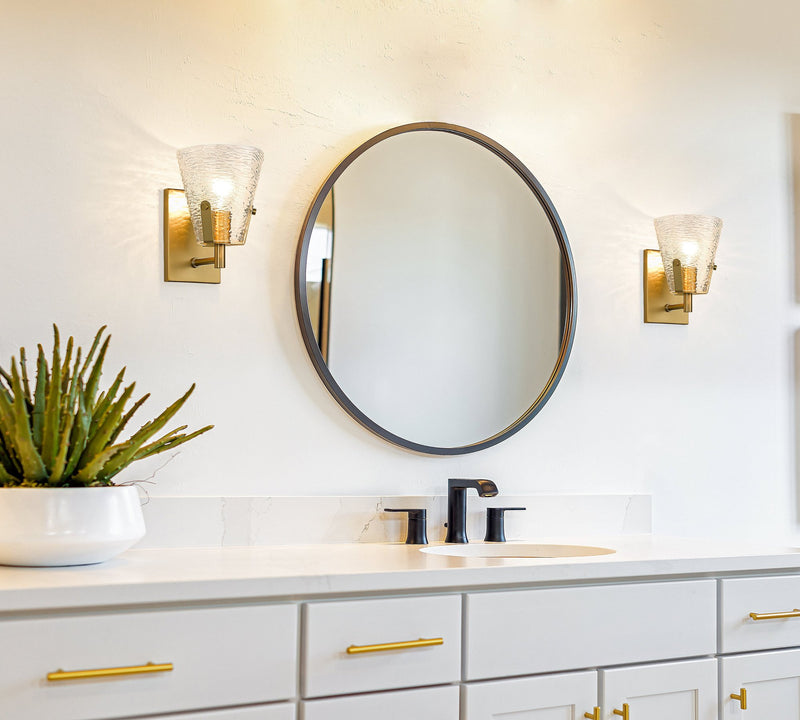 Analia 1 Light 6.5" Wall Sconce in Modern Gold in a room setting