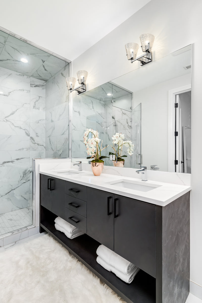 Analia 2 Light 16.5" Vanity in Chrome in a room setting