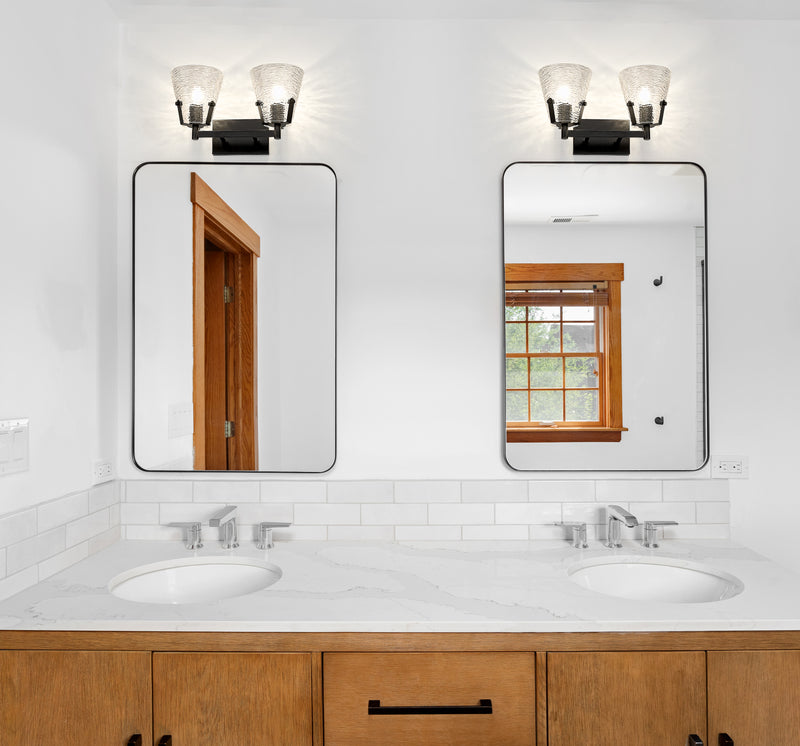 Analia 2 Light 16.5" Vanity in Matte Black in a room setting