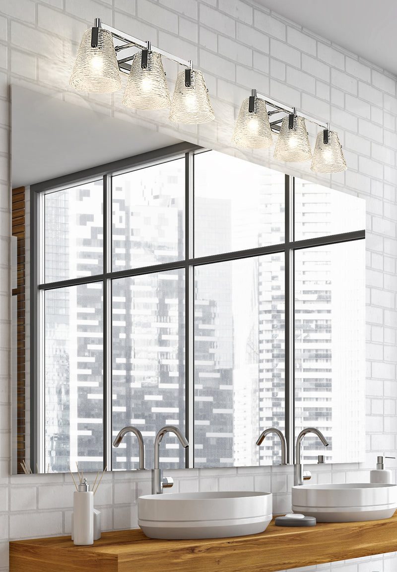 Analia 3 Light 26.25" Vanity in Chrome in a room setting