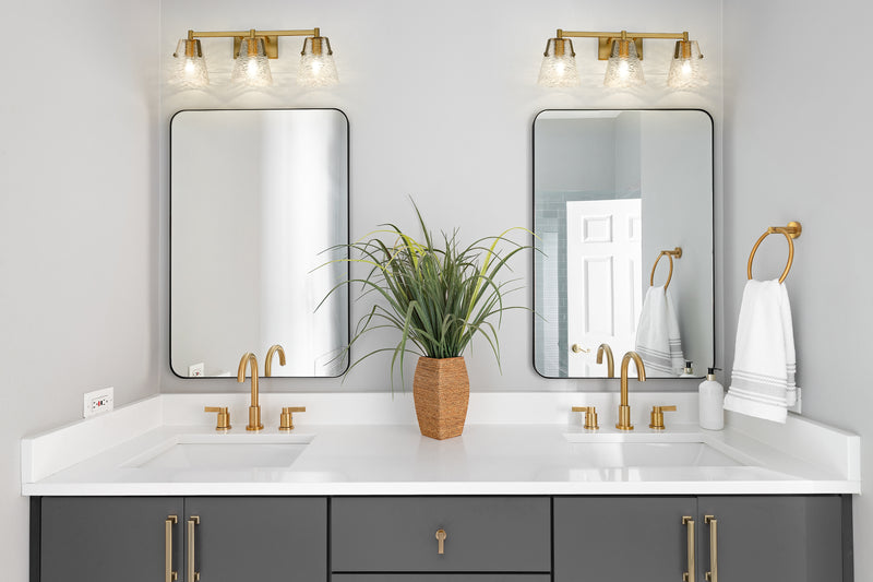 Analia 3 Light 26.25" Vanity in Modern Gold in a room setting