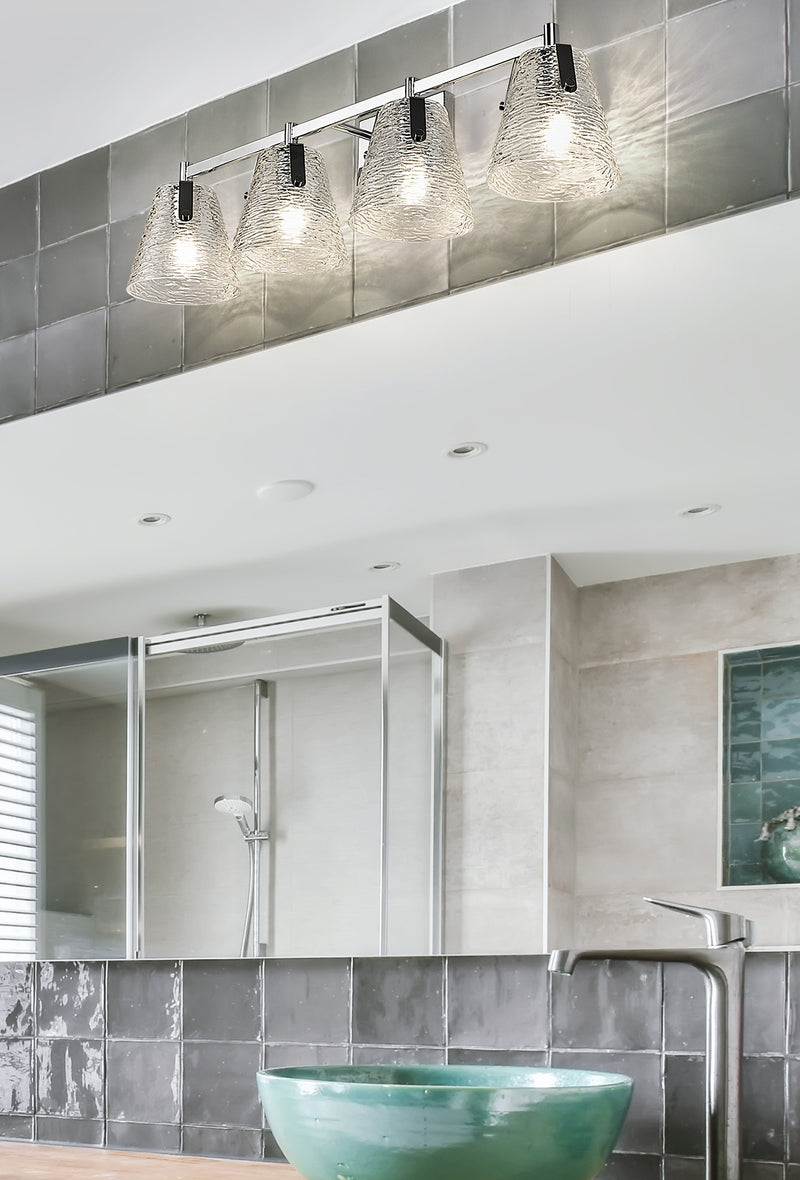 Analia 4 Light 36" Vanity in Chrome in a room setting
