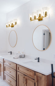 Analia 4 Light 36" Vanity in Modern Gold in a room setting