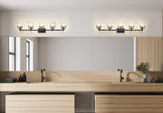 Analia 5 Light 45.75" Vanity in Matte Black in a room setting