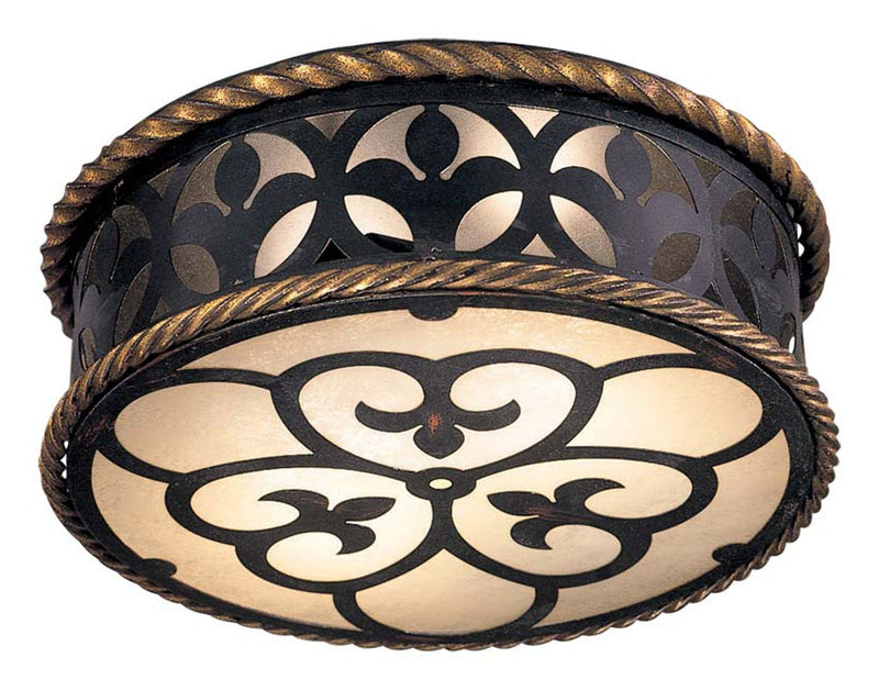 Montparnasse 2-Light Flush Mount in French Black with Gold Leaf Highlights