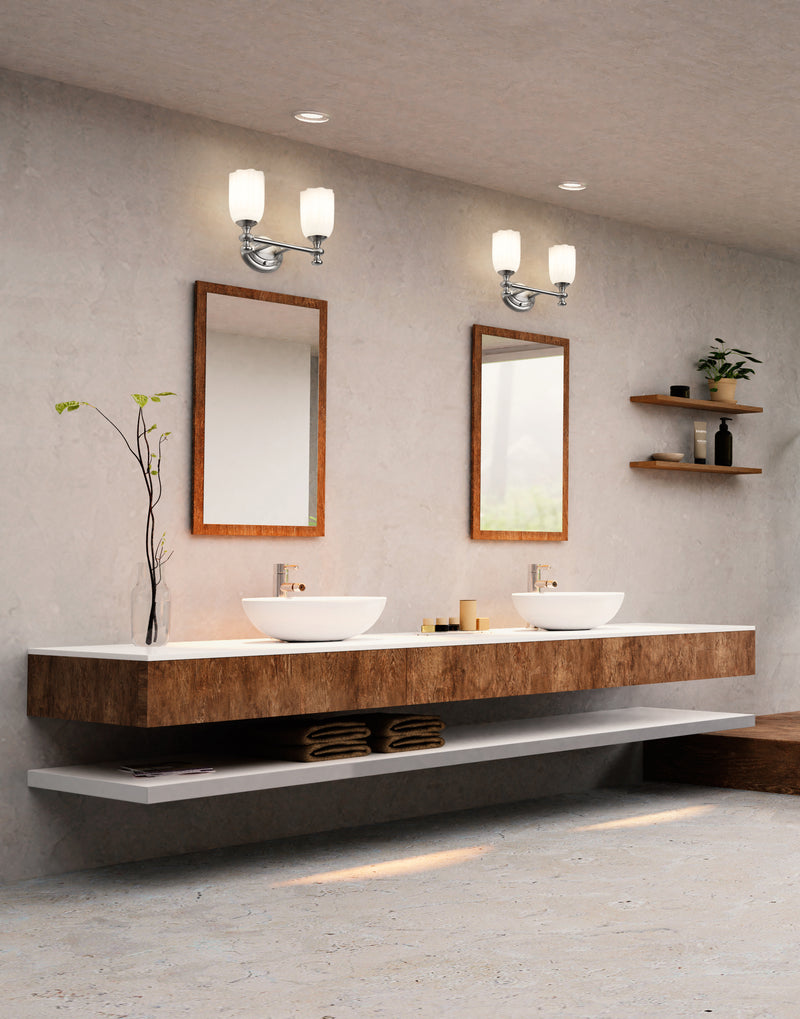 Orion 2 Light 13.75" Vanity in Brushed Nickel in a room setting