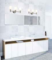 Orion 3 Light 22" Vanity in Brushed Nickel in a room setting