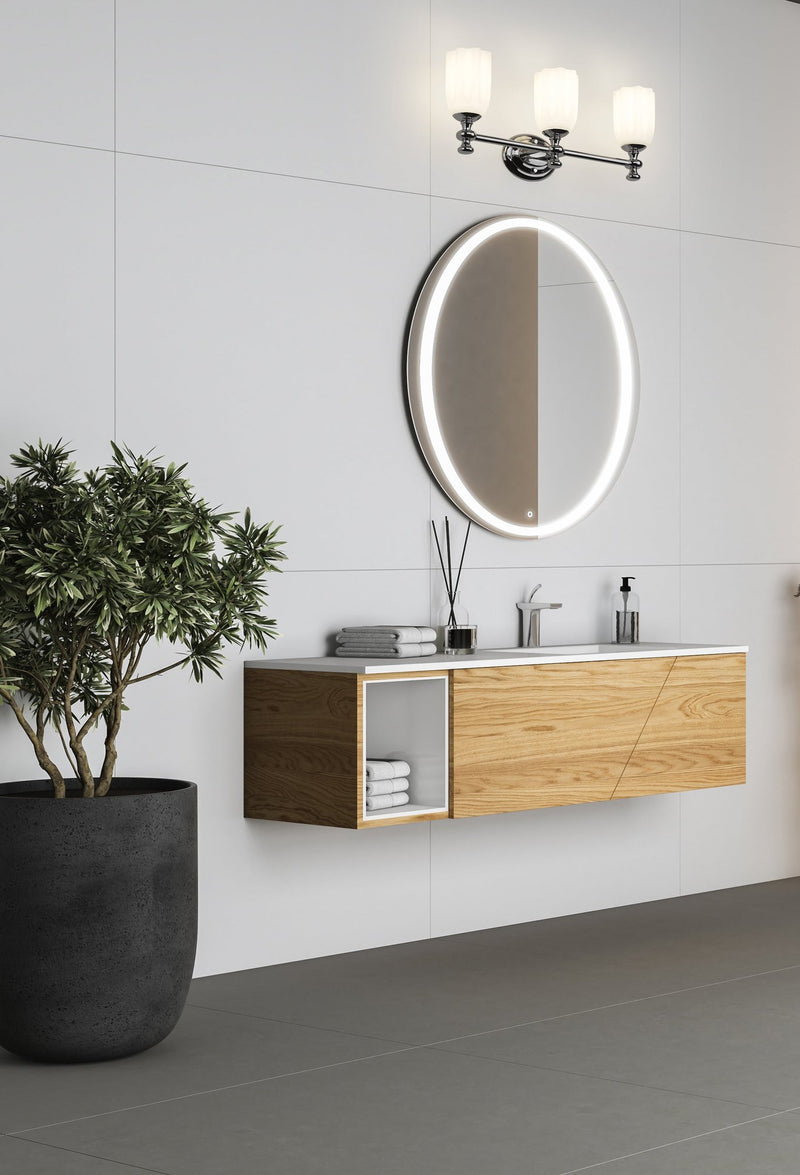 Orion 3 Light 22" Vanity in Chrome in a room setting