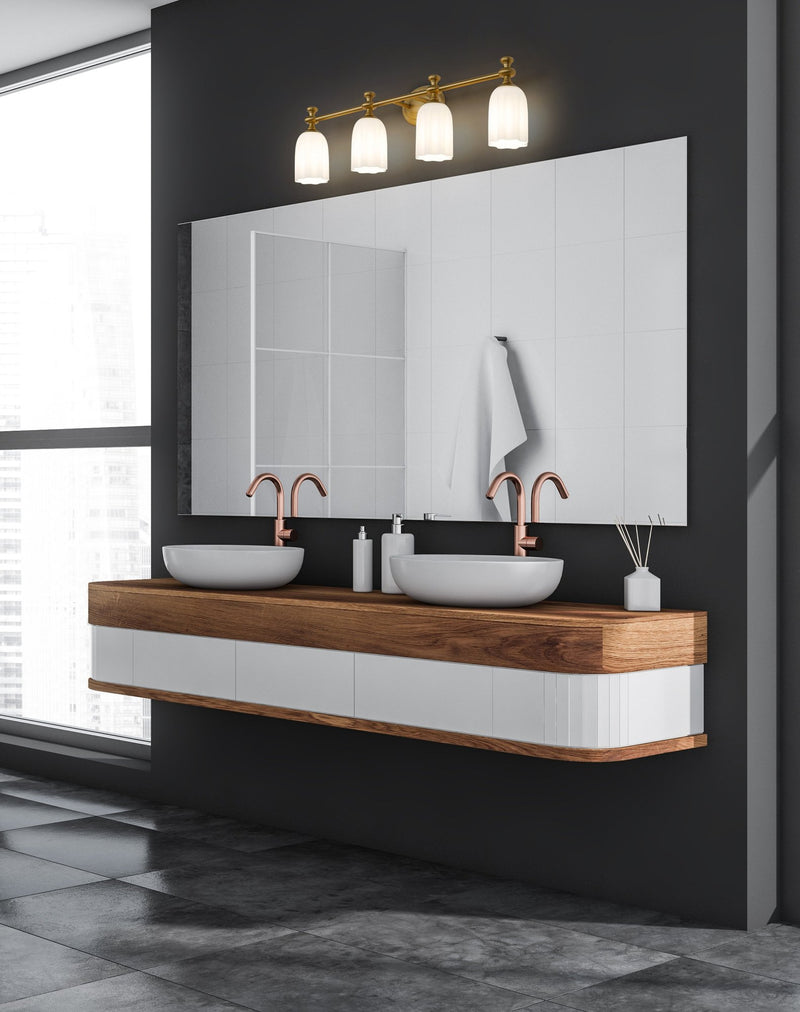 Orion 4 Light 31.25" Vanity in Modern Gold in a room setting
