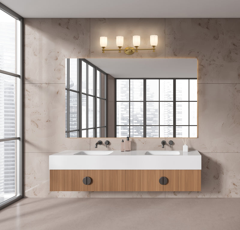 Orion 4 Light 31.25" Vanity in Modern Gold in a room setting
