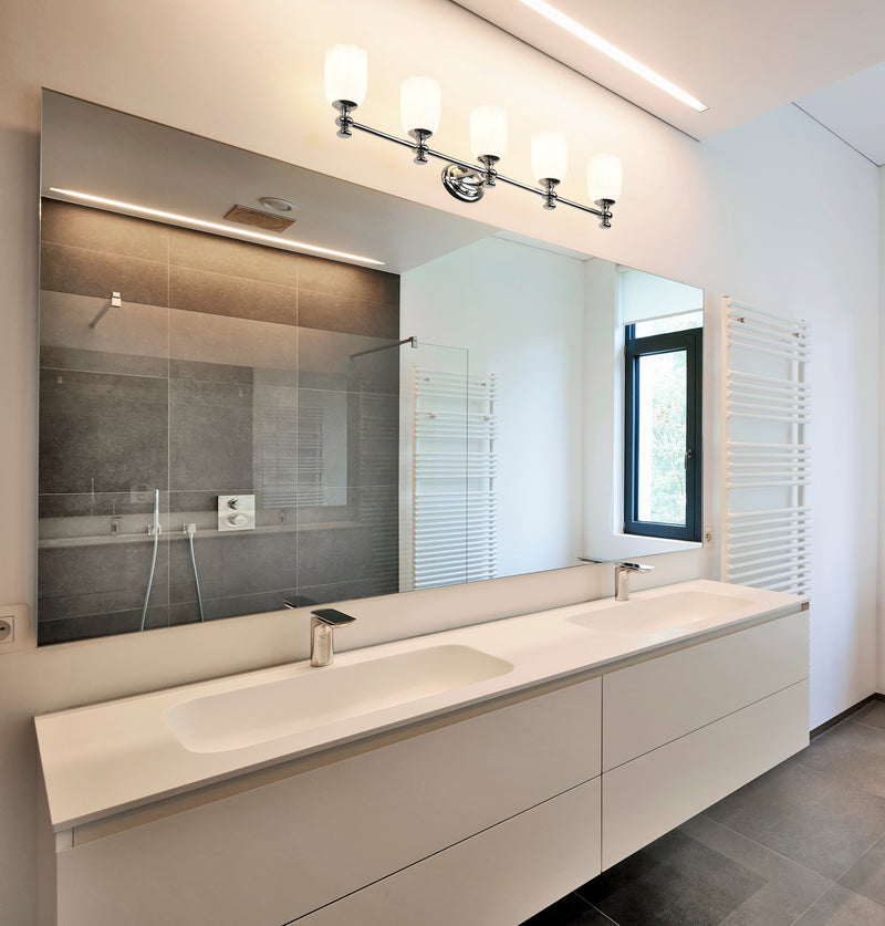 Orion 5 Light 40.25" Vanity in Chrome in a room setting