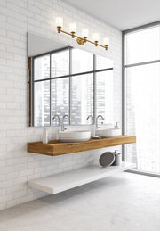Orion 5 Light 40.25" Vanity in Modern Gold in a room setting