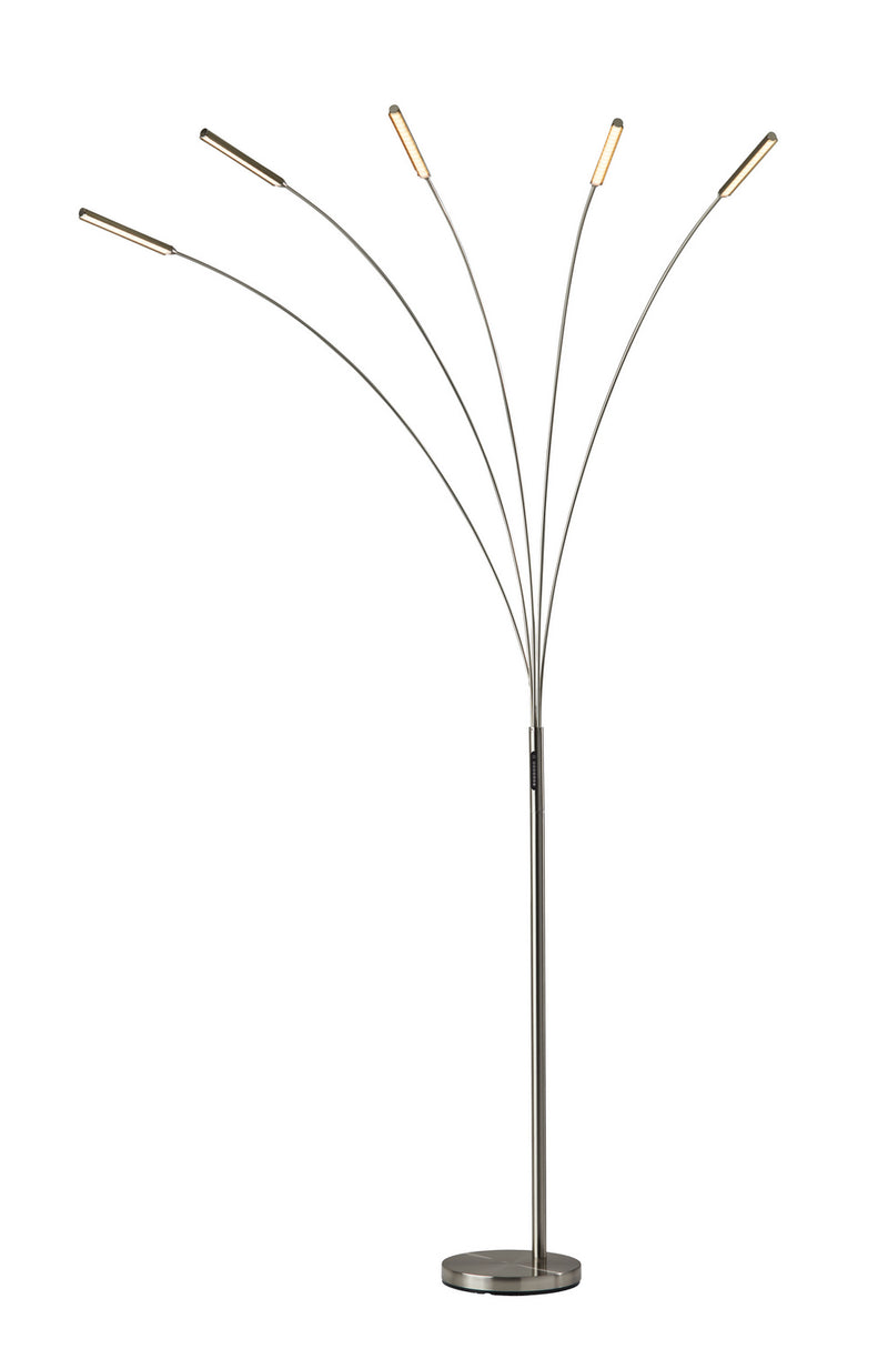Zodiac LED Arc Lamp in Brushed Steel