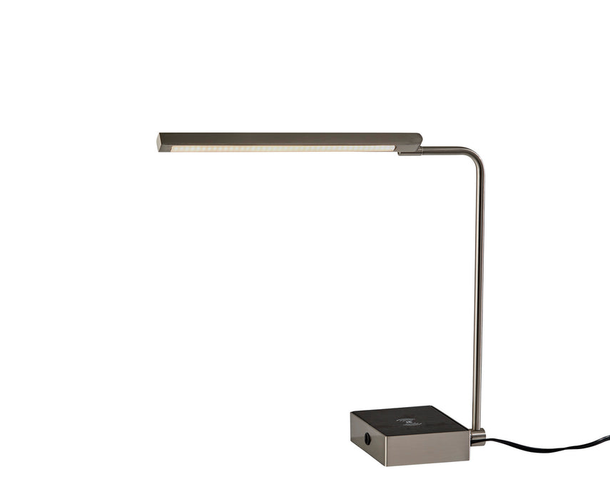 Sawyer LED Desk Lamp in Brushed Steel with Black Leather
