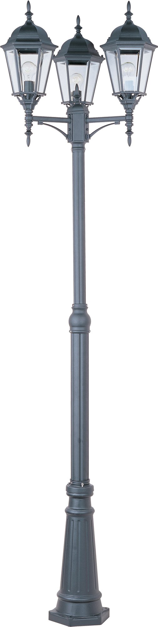 Poles 3 Light Outdoor Post Lantern in Black