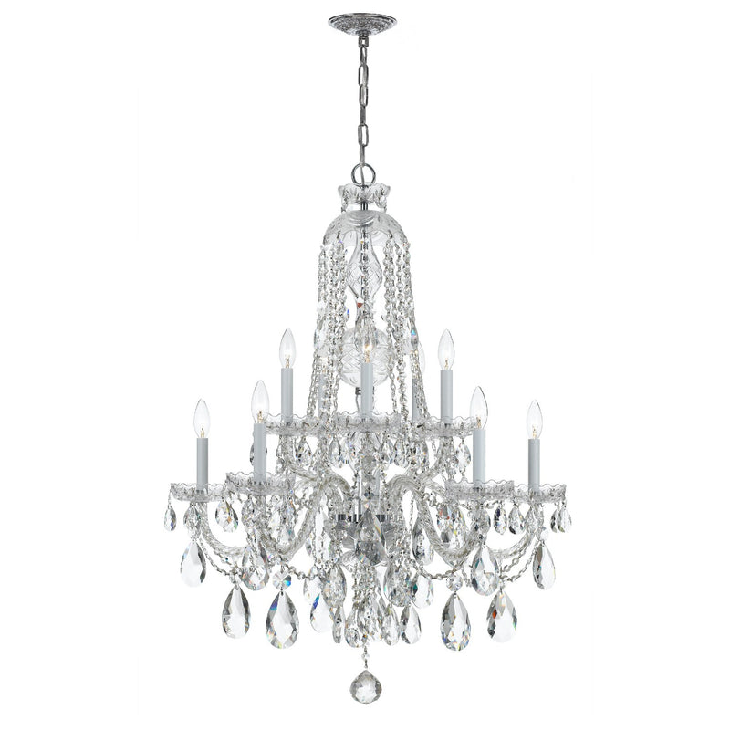 Traditional Crystal 10 Light 32" Chandelier in Polished Chrome