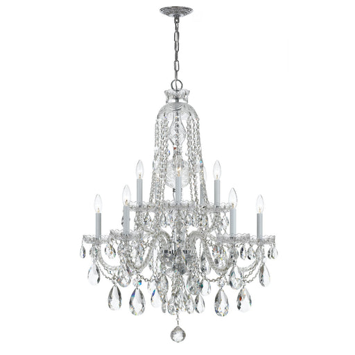 Traditional Crystal 10 Light 32" Chandelier in Polished Chrome