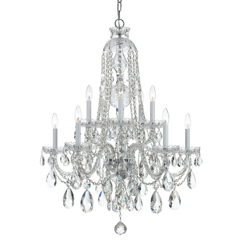 Traditional Crystal 10 Light 32" Chandelier in Polished Chrome