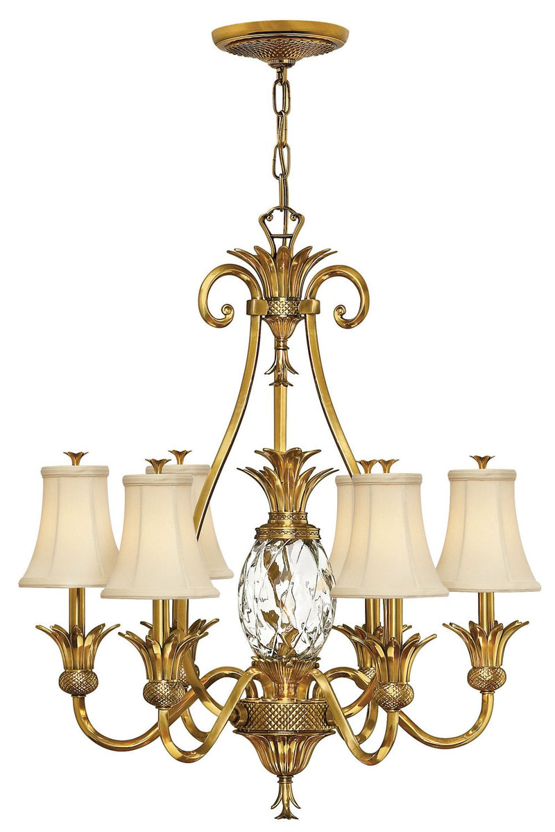 Plantation 7-Light Chandelier in Burnished Brass
