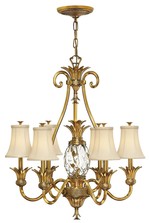 Plantation 7-Light Chandelier in Burnished Brass