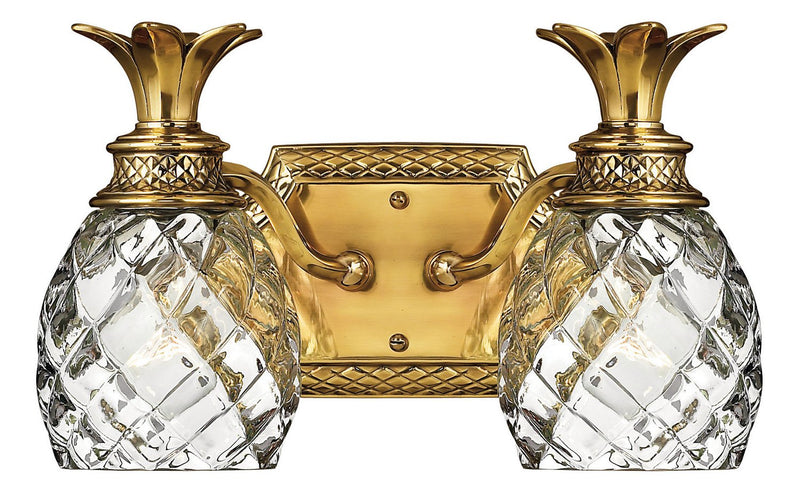 Plantation 2-Light Bath Vanity Light in Burnished Brass