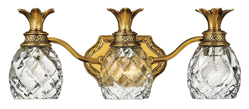 Plantation 3-Light Bath Vanity Light in Burnished Brass