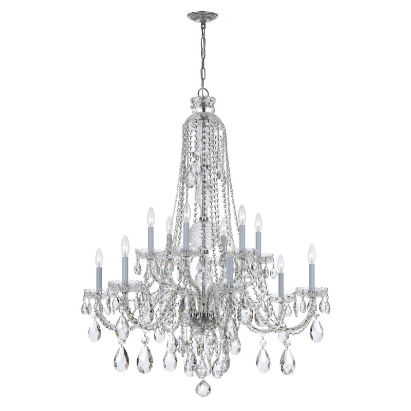 Traditional Crystal 12 Light 37.5" Chandelier in Polished Chrome