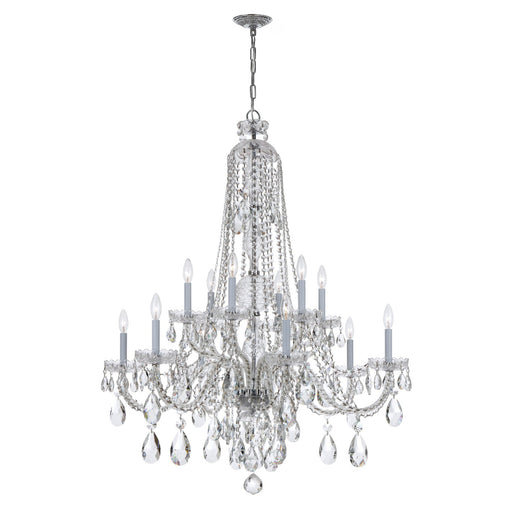 Traditional Crystal 12 Light 37.5" Chandelier in Polished Chrome