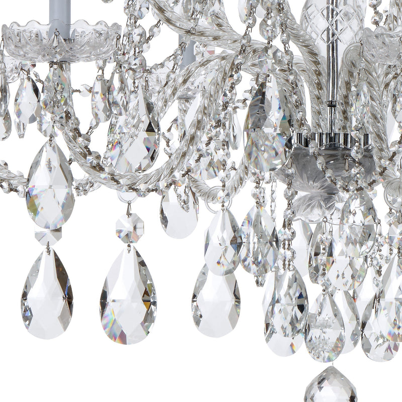 Traditional Crystal 12 Light 37.5" Chandelier in Polished Chrome