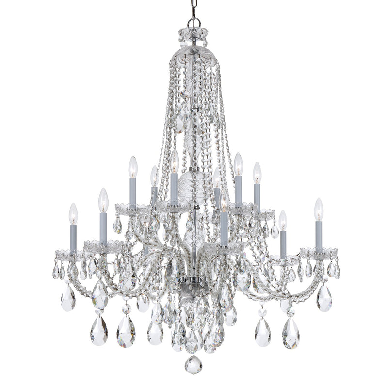 Traditional Crystal 12 Light 37.5" Chandelier in Polished Chrome