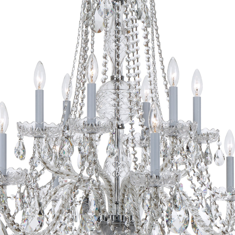 Traditional Crystal 12 Light 37.5" Chandelier in Polished Chrome