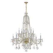 Traditional Crystal 12 Light 37.5" Chandelier in Polished Brass