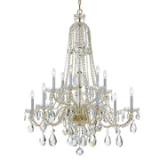 Traditional Crystal 12 Light 37.5" Chandelier in Polished Brass