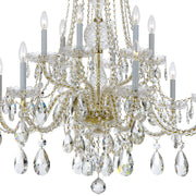 Traditional Crystal 12 Light 37.5" Chandelier in Polished Brass
