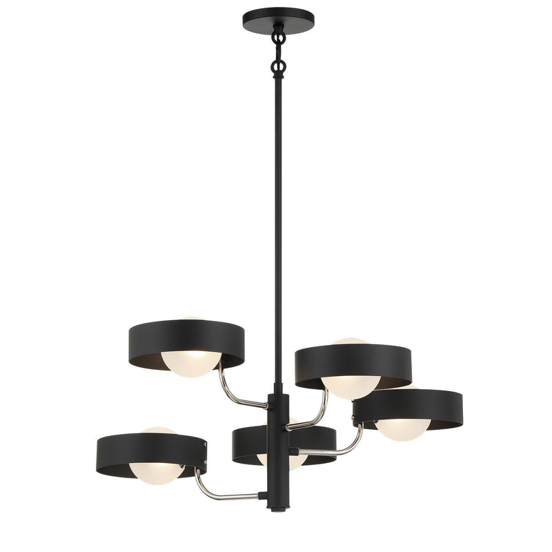 Lift Off 5-Light Chandelier in Coal and Polished Nickel