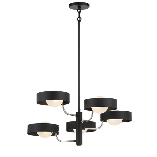 Lift Off 5-Light Chandelier in Coal and Polished Nickel