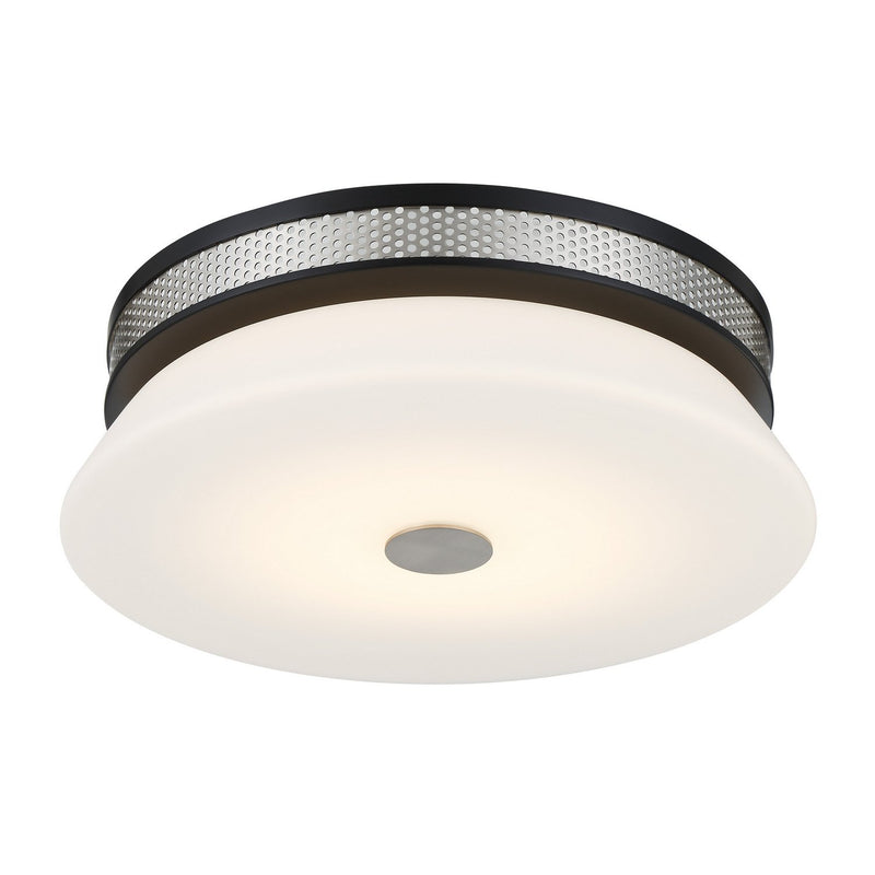 Tauten 15" LED Flush Mount in Brushed Nickel and Coal Highlights