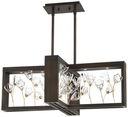 Maison des Fleurs 7-Light Linear Chandelier in Regal Bronze with Empire Gold Leaf